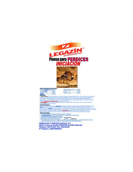 PIENSO PERDICES INICIACION 20 KG.