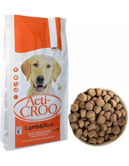 ACTI-CROQ CORDERO Y ARROZ 20 KG.
